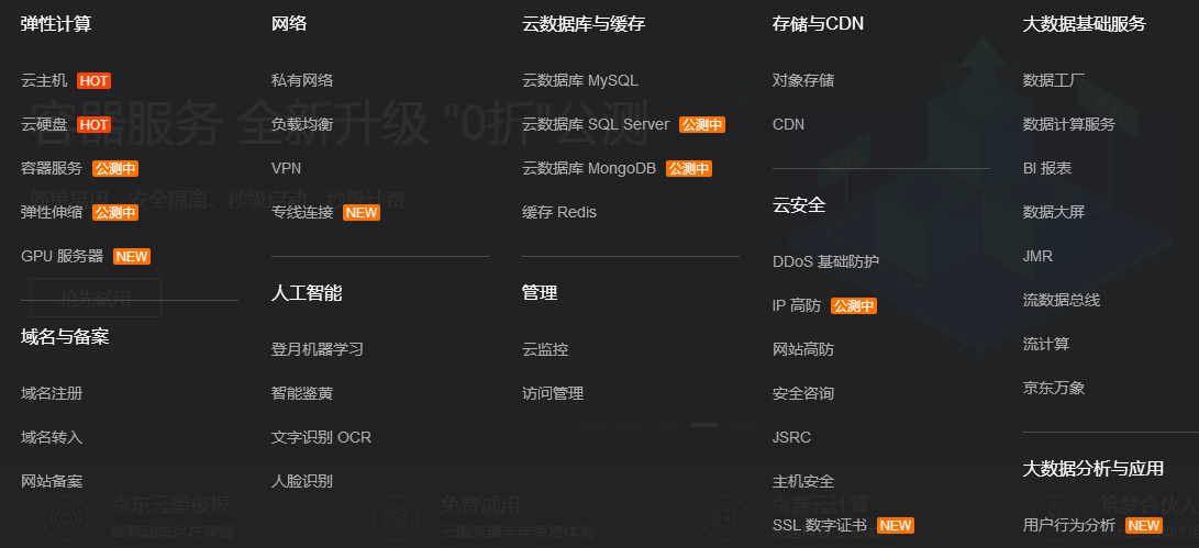 京東云的產(chǎn)品