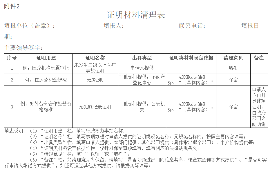 證明材料清理表 證明材料清理表